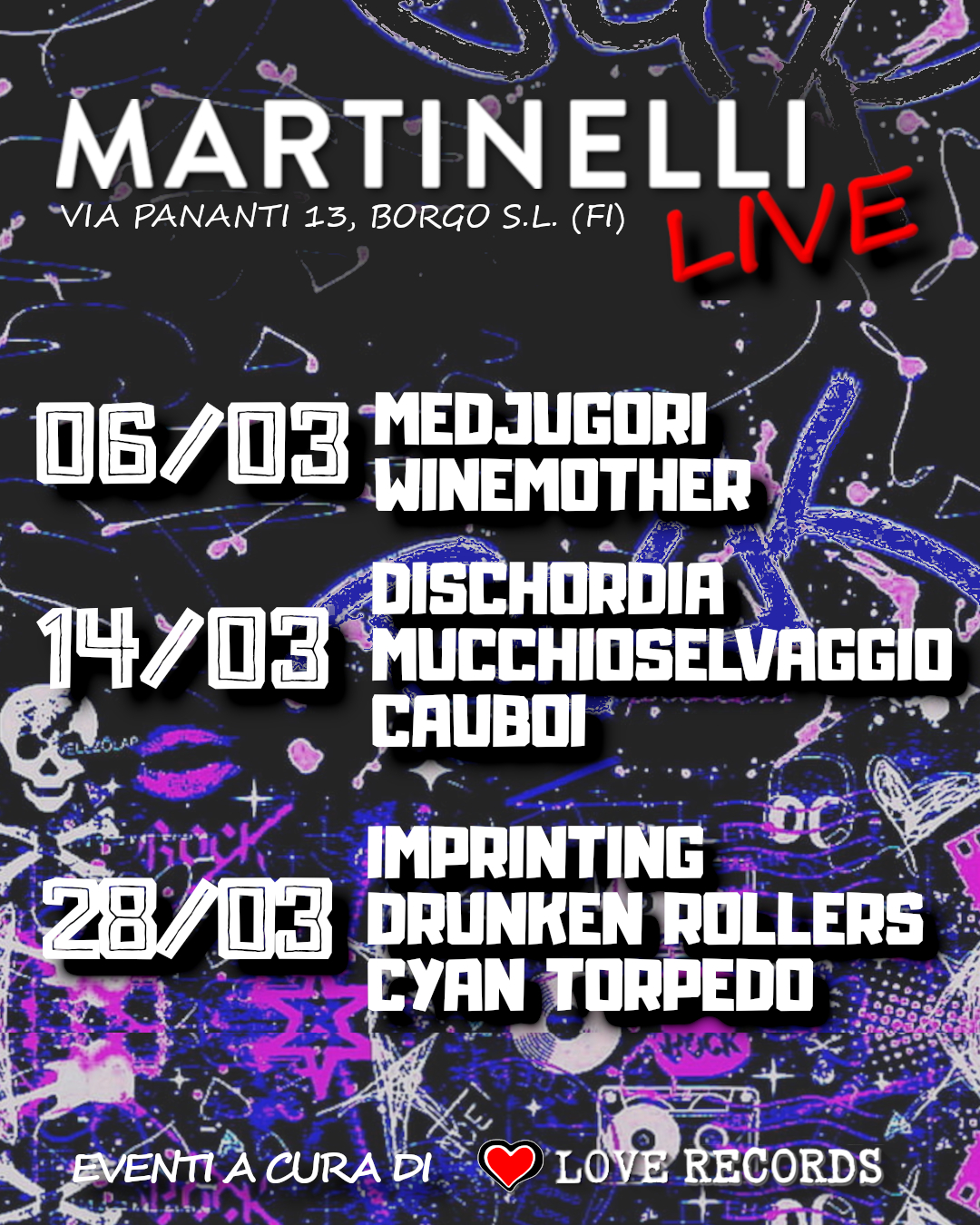 Programmazione Martinelli Live stagione 2026